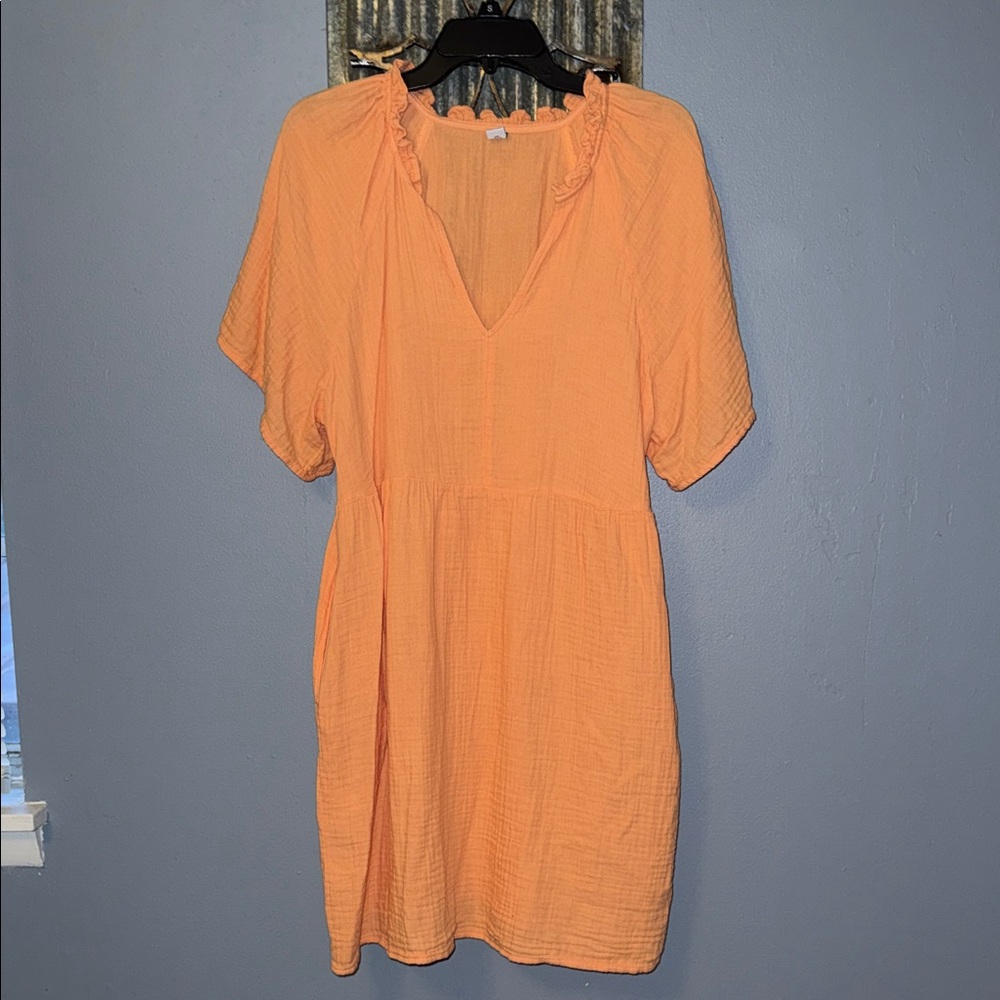 Orange V-Neck Dress